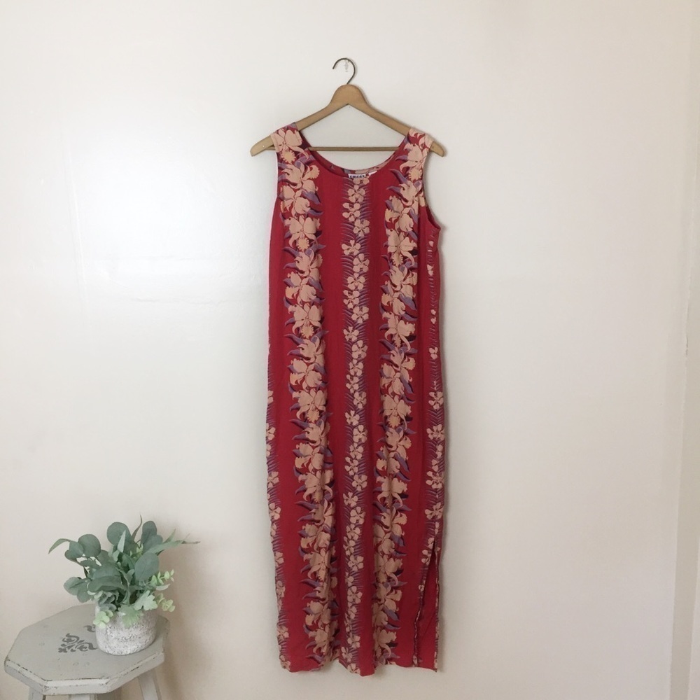 [Chico's] Vintage Silk Hawaiian Floral Print Dress
